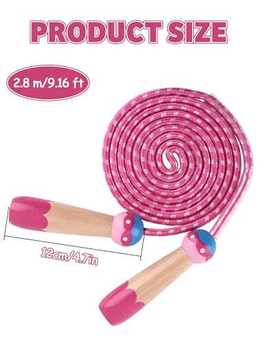 Jump Rope for Kids, Lorvain Adjustable Skipping Rope, Kids Jump Ropes with Wooden Handle for Girls Boys, Weighted Jumping Ropes for Fitness Workout Exercise Outdoor Fun Activity - color: Bright Pink-1 Pc