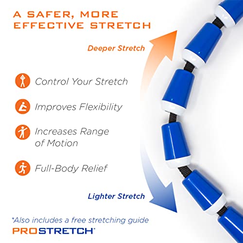ProStretch StretchRite, Stretching Strap for Sore Muscles, Blue/White | Physical Therapy Stretching Strap with Grip Handles for Tight Muscles - color: Blue/White