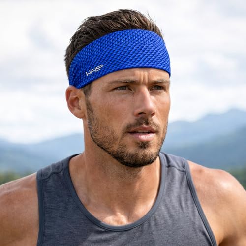 Halo Headband Bandit - 4" Wide Pullover Sweatband Running Headband Men Women Absorbent Soft Comfortable.Channels Sweat Out of Your Eyes Keeps Hair in Place No-Slip - color: ICE