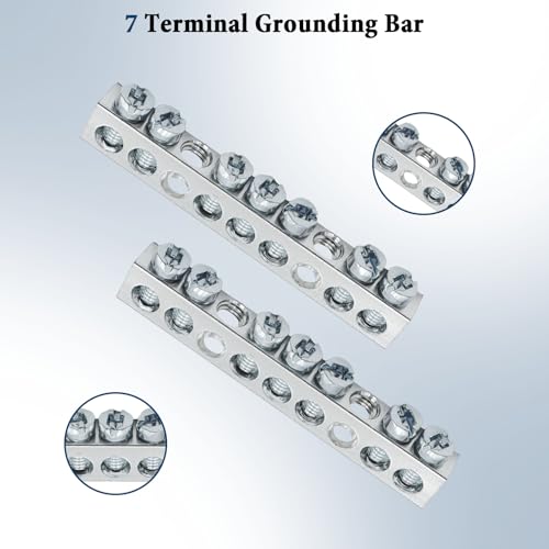 Ground Bar Kit for Square D 2 Pack | 7 Terminal Grounding Bar Compatible with Schneider Electric Load Centers - size: 7 Terminal