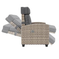 GarveeLife Outdoor Recliner Chair, PE Wicker Lounge Chair with Adjustable 145° Lay-Flat Backrest, Independent Footrest & Side Table, Plush Cushion for Patio, Poolside, Backyard in Gray - color: Grey Rattan /Grey Cushion