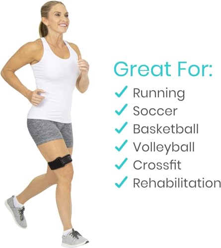 Vive IT Band Strap - Iliotibial Band Compression Wrap - Outside of Knee Pain, Hip, Thigh & ITB Syndrome Support - Neoprene Brace for Running and Exercise - Athletic Stabilizer for Men, Women - style: Single