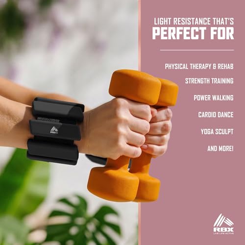 RBX Adjustable Ankle & Wrist Weights, Customizable for Pilates, Yoga, Walking, Barre, Home Workouts & Strength Training - color: Black