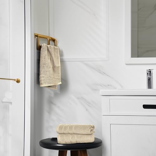 Tens Towels Pack of 6 Hand Towels, 100% Cotton, Lighter Weight, Quick to Dry, 16 x 28 Inches, Super Soft & Absorbent, Perfect for Bathroom & Kitchen (Beige) - color: Beige