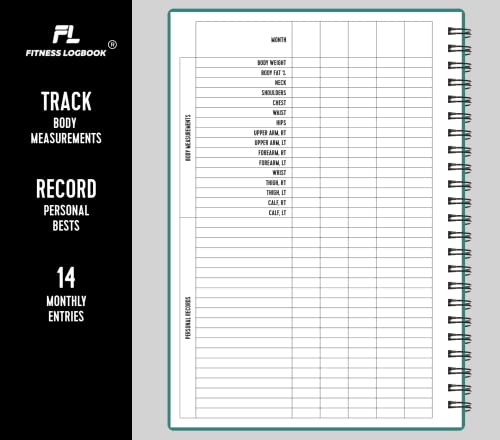Fitness Logbook (Green) - A5 Undated Workout Journal For Men & Women - Plastic Cover & Thick Paper - Planner Log Book To Track Weight Loss, Muscle Gain, Gym Exercise, Bodybuilding Progress - style: Green Plastic