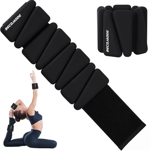 BECOJADDE Ankle Weights Set of 2 (1 lb/2 lb/3 lb Each) Adjustable Wrist Weights for Women Men Wearable Arm Leg Weight for Pilates, Running, Walking, Workout, Yoga - color: Black, size: 6 Lb Pair (3 Lb Each)