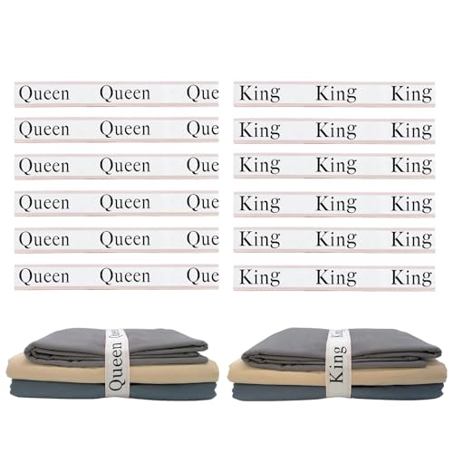 12 Pieces Bed Sheet Organizer Bands, Closet Organization Sheet Straps, Linen Labels Bedding Bands, Elastic Bed Sheet Storage Sheet Keepers （6PcsQueen 6PcsKing ） - color: Pink, size: 12PCs (6 Queen & 6 King)