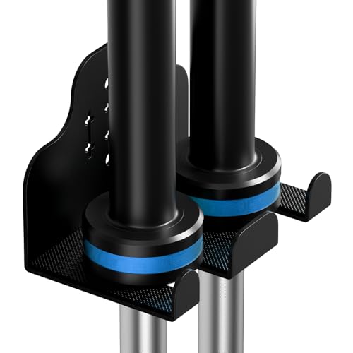 Barbell Wall Holder,Olympic Hanger,Garage Gym Bar Wall Rack,Vertical Barbell Mount Rack,Space Saving Commercial or Home Gym Accessory,Holds Under 33mm Bar Size - color: Bar Pattern Black 2 hooks