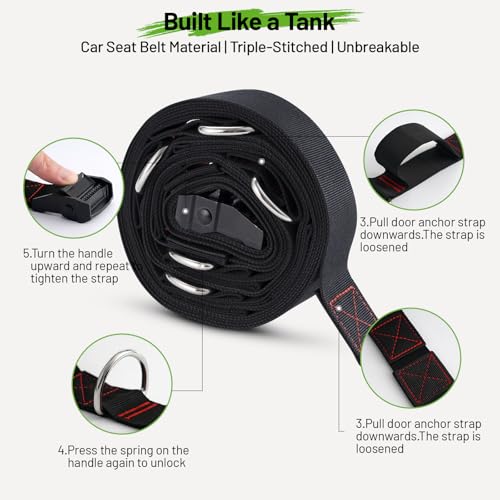 Slim Panda Door Anchor Strap for Resistance Bands, Door Exercise Equipment with Secure Buckle & No Drill Setup, Multi Point Anchor Gym Attachment, Portable Door Resistance Bands for Home Gym Workouts - style: 11 Pcs Set（Anchor+Resistance Band Set）