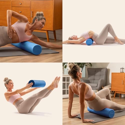 Sunny Health & Fitness 18" Blue High-Density Yoga Foam Roller | Muscle Relief, Physical Therapy, Post-Workout Recovery, Improved Flexibility, Home, Gym, Rehab Use, Full-Body Use - color: Blue, size: 18-Inch