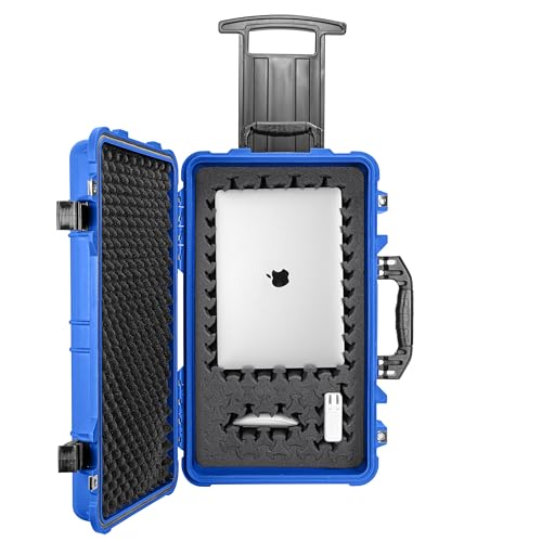 Eylar 22" Carry-On Roller Hard Case With Ragar Reconfigurable & Reusable XP Crosslink Foam, Waterproof, Shockproof For Equipment, Drones And Cameras, TSA Standard (2 Ragar Layers) (Blue) - color: Blue