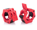 Olympic Barbell Clamps Collars Quick Release Pair Weight Clips for 2 inch Barbell RED - color: Red