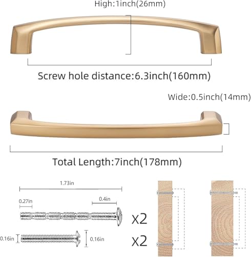 COTYKILEY 10 Pack 6-1/4 Inch(160mm) Champagne Bronze Kitchen Cabinet Handles Brushed Brass Cabinet Pulls Cabinet Door Handles Gold Kitchen Cabinet Hardware - color: Champagne Bronze, size: 6-1/4" Hole Center（160MM）