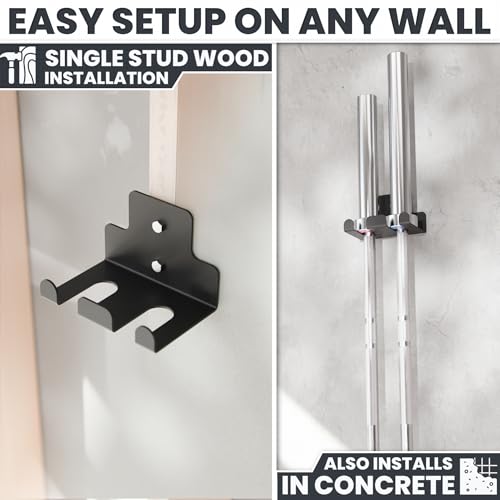 Synergee Wall Mounted Barbell Holder – Heavy Duty Gym Accessory Rack - color: c) 2 Bracket