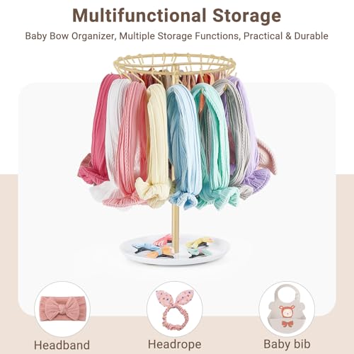 Dahey Headband Holder Hair Bow Organizer for girls Metal Baby Headband Storage with 30 Hooks Modern Hair Accessories Organizer Bow Rack Storage Stand Display for Girls Baby Room Decor