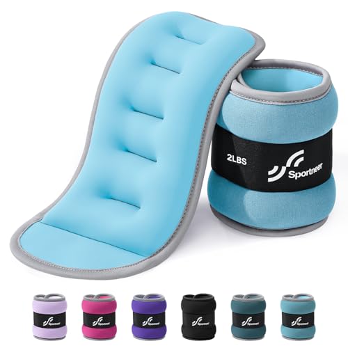 Sportneer Ankle Weights Wrist Weights Pair of 1/2/4/6/10 LBS for Men Women Kids Strength Training Wrist and Ankle Weights Set with Reflective Strips for Dancing Running Walking Fitness Workout Gym - color: Glimmer Blue, size: 2 lbs x 2