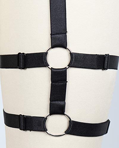 Garter Leg Belt Harness Leg Rave Thigh Garter Harness Strappy Garter Belt for Women Black