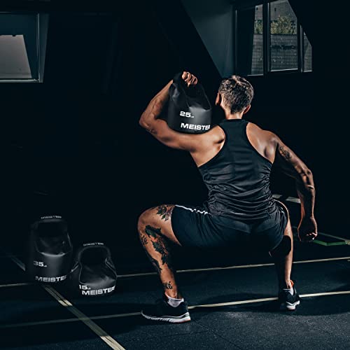 Meister BEAST Portable Sand Kettlebell - Soft Sandbag Weight - 35lb / 15.9kg - Black | Soft-sided kettlebell w/ oversized neoprene handle for swings, squats, presses, pulls and more. Ideal for home and travel