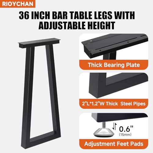 36 Inch Metal Table Bar Legs, Heavy Duty Industrial Style Counter Height Table Legs with Adjustable Feet Pads for DIY Kitchen Island, Standing Desk, Trapezoid (H36'' x W17.7'') - size: H36" T1