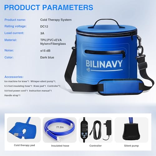 Cold Therapy Machine, Portable Ice Therapy Machine for Knee After Surgery with Programmable Timer & Flow Rate, Quiet Pump, Knee Pad, Cold Therapy Unit for Long-Term Relief and Recovery, Deep Blue - color: Deep Blue