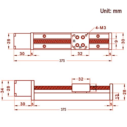 1PCS Mini Linear Rail Guide Slide Actuator T6x1 Lead Screw with NEMA11 Stepper Motor, 300mm Effective Stroke Length for DIY CNC Router Parts X Y Z Linear (Size:300mm) - size: 300mm