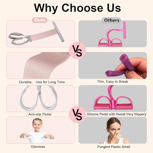 Fabric Resistance Band with Handles,Non-Slip Foot Pedal Puller Resistance Band for Legs & Glutes Working Out,Portable Yoga & Physical Therapy&Home Fitness Accessories for Women & Men - color: 1 pc pink