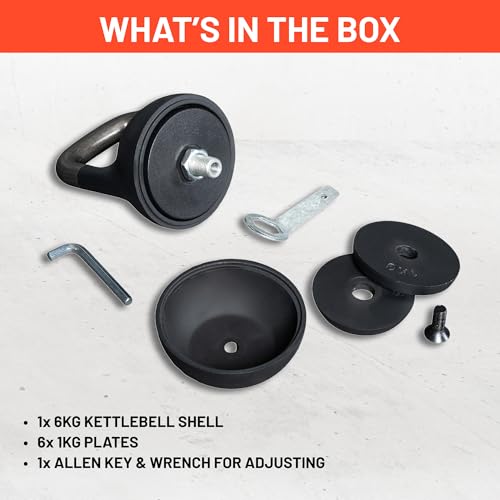 Adjustable Kettlebell 6-12kg [Bells of Steel] Kettle Bell Weight Set, Steel Shell, Internally-Loaded for Full Body Workouts, Competition Standard, 35mm Handle