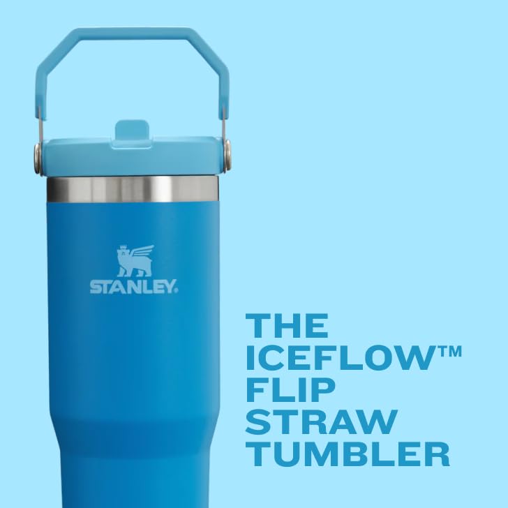 Stanley IceFlow Flip Straw Tumbler with Handle 20 oz | Twist On Lid and Flip Up Straw | Leak Resistant Water Bottle | Insulated Stainless Steel |BPA-Free | Ash - color: Ash, size: 20 Ounces