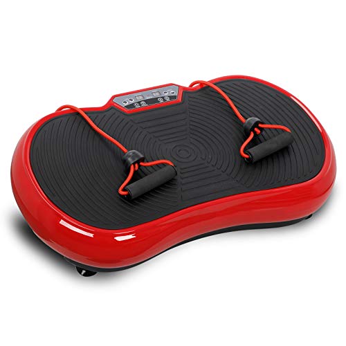 Full Body Vibration Platform Massage Machine Workout Trainer with Bluetooth Music Connection - color: Red