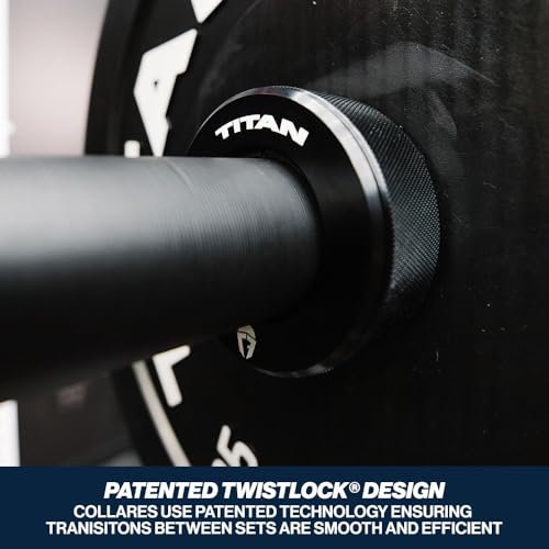 Titan Fitness TwistLock Pro Aluminum Barbell Collar Set, 59.5mm-51.5mm Sleeve Diameter, Quick Release Olympic Barbell Clamps, Pair of 2 Magnetic Aluminum Weight Clips with Easy-Grip Knurling - color: Black