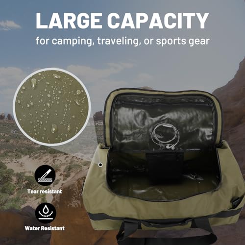 MIER 40L/60L/90L Water Resistant Backpack Duffel, Heavy Duty Duffle Bags | Heavy-Duty; Inner Zipper Pockets; Suit for Travel Gym Camping Sports Weekend Getaways; Convertible with Backpack Straps - color: Dark Green, size: 60l