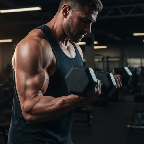 Rubber Hex Dumbbell, Multiple Weight Options 15-550 lbs | Premium Coated Free Weights Dumbbells for Home Gym Strength Training, Rack Not Included - color: 70LB