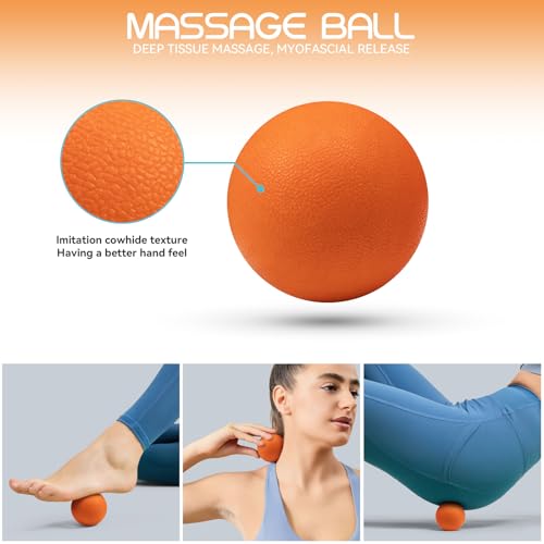 Krightlink 5-in-1 18" Foam Roller Set for Deep Muscle Massage | Foam Roller Back Roller for Fitness Relieves Muscle Pain Myofascial Trigger Point Release Pilates, Yoga (Orange) - color: Orange-18"(5 in 1)