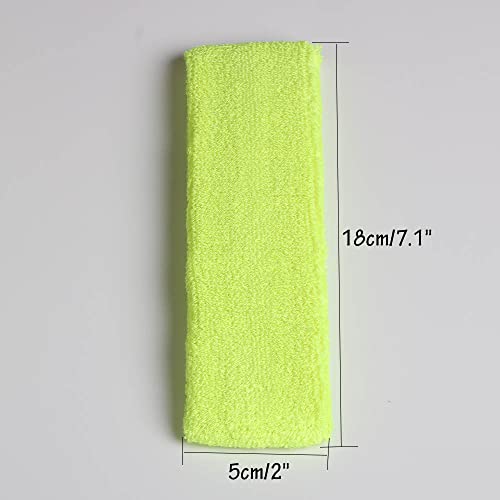 Cotton Sweatband Headbands,Pack of 12,Elastic Stretchy Sport Terry Cloth Sweat Bands,Yoga Workout Fitness Exercise Basketball Headband - color: 12pcs x yellow cotton sweatband headbands