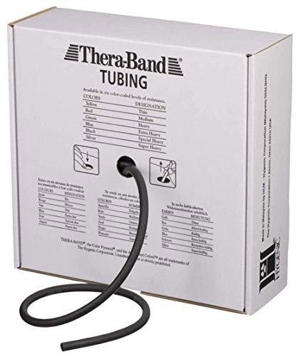 THERABAND Latex Resistance Tubing, Black, Special Heavy Level 5, 100 ft Roll, Professional Grade Resistance Band for Exercise, Upper and Lower Body Workouts, Cut-to-Length, Color-Coded Levels - color: Level 5 / Special Heavy - Black, size: 100 Foot