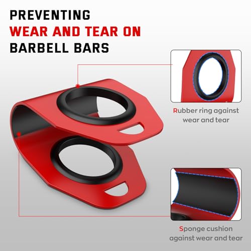 Home Gym Clips, Convert Dumbbells to Barbell, Turn Bars into Landmines, T-Bar Row with Any Grip, Hook Dumbbells on Dip Belts, Versatile Weightlifting Accessory for Olympic - color: Red, size: Olympic 2", Single