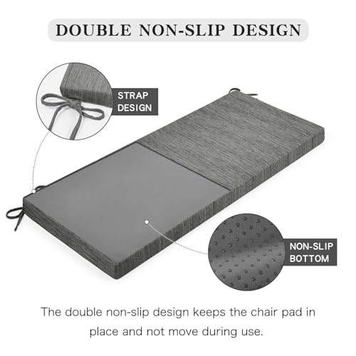 baibu 36 Inch Classic Solid Color Bench Cushion with Ties, Non-Slip Indoor Outdoor Rectangle Bench Seat Cushion Standard Size Foam Pad with Machine Washable Cover (Grey, 36x15x1.5in) - color: Grey, size: 36x15x1.5 Inch (Pack of 1)