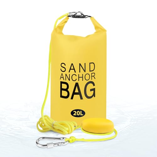 Phoncoo Sand Anchor Bag, 2 in 1 Jet Ski Anchor Kit for Float with Adjustable Buoy, Waterproof Dry Bag for Jetski, Kayak, Boat, Water Sports - color: Yellow-1pack