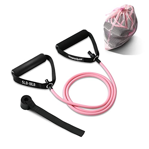 Resistance Exercise Band with Handles, Workout Band Weight Band for Physical Therapy,Strength Training Home Gym Fitness,with Door Anchor & Storage Bag. - color: Pink (5lb-10lb)