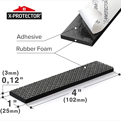 X-Protector Rubber Strip - 8 PCS Non Slip Pads - Black Universal Grip Strips - Self-Adhesive - Premium Feet for Keyboard, Appliances - size: 8 PCS 1 x 4 inch (Black Rubber)