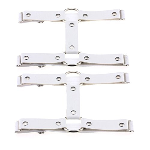 Adjustable Elastice 2 Rows Leather Leg Harness Garter Belt Punk Gothic Thigh Ring Garter - color: White