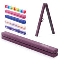 ZELUS 8' Folding Gymnastics Balance Beam, Floor Balance Beam w/Carry Handles Anti-Slip Base for Kids, Beginners & Professional Gymnasts - color: Purple