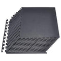 VEVOR 0.56Inch 96sq.ft 24 Tiles Gym Flooring for Home Gym, Rubber Top with High Density EVA Foam, 24 x 24In Gym Floor Exercise Equipment Mats, Interlocking Gym Mats, Puzzle Workout Mats, Black | Rubber Top with High Density EVA Foam, Lightweight Gym Floor