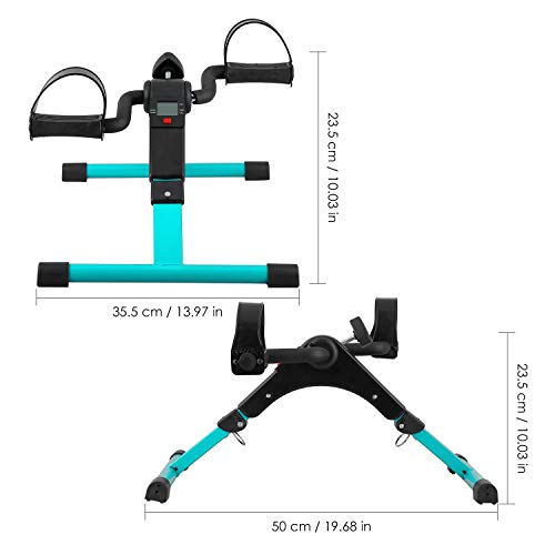 Folding Pedal Exerciser, Mini Under Desk Bike - Portable Foot Hand Cycle Peddler Machine Bicycle Exerciser for Arm Leg While Sitting - color: Green