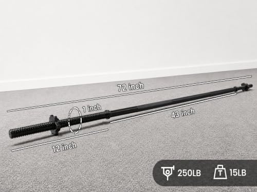 Fitvids 6FT Standard Barbell with Star Locks for Strength Training & Weightlifting, Black or Chrome - color: Jet-Black