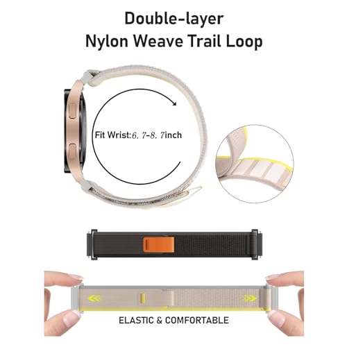 Nylon Band Compatible with Samsung Galaxy Watch 7/FE/6/5 Pro 4 3/Watch 4 6 Classic/Active/Gear S2 S3 Frontier Band, 20mm 22mm Sport Loop Strap for Galaxy Watch 47mm 43mm 45mm 40mm 44mm 42mm 46mm 41mm - color: Trail- Army Green, size: 20mm