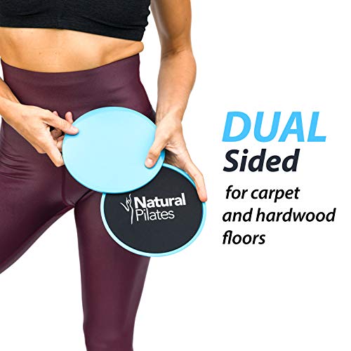 Natural Pilates Core Sliders - Dual Sided Sliders for Workouts on Carpet & Hardwood Floors, Exercise Sliders for Abs Legs and Butt, Ab disc Sliders for Workout, Core disc Sliders for Carpet