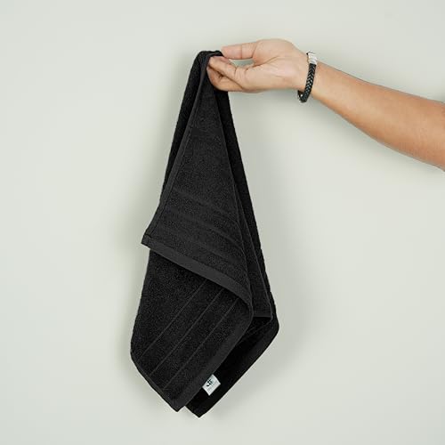 Tens Towels Pack of 6 Hand Towels, 100% Cotton, Lighter Weight, Quick to Dry, 16 x 28 Inches, Super Soft & Absorbent, Perfect for Bathroom & Kitchen, Black - color: Black