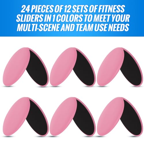 Wettarn 24 Pcs Core Sliders for Working Out Abdominal Exercise Gliding Discs Dual Sided Workout Disc Fitness Sliders Exercise Gear for Gym Floors Training Abdominal Core Strength - color: Pink