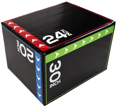 BalanceFrom 3-in-1 Foam Plyometric Jump Box for Home Gym with Multiple Height Options – Versatile Plyo with Non-Slip Surface for Strength, HIIT, Step-Ups, and Agility Training - color: Multi-Color, style: 20 x 24 x 30 inch (16lbs)